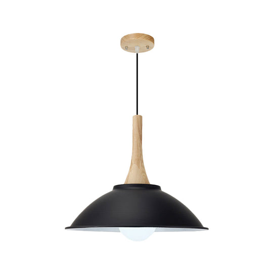 Modern Metal Pendant Light With Black Bowl Shade For Dining Room