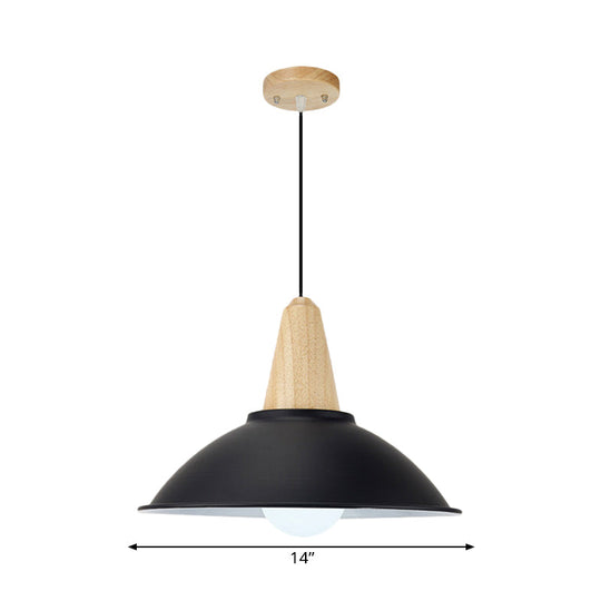Modern Metal Pendant Light With Black Bowl Shade For Dining Room