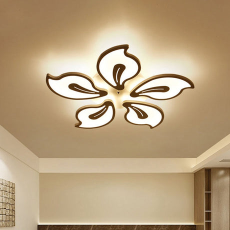 Modern Acrylic Bauhinia Flush Ceiling Light With Led 3/5/9-Light Fixture In Warm/White/Natural