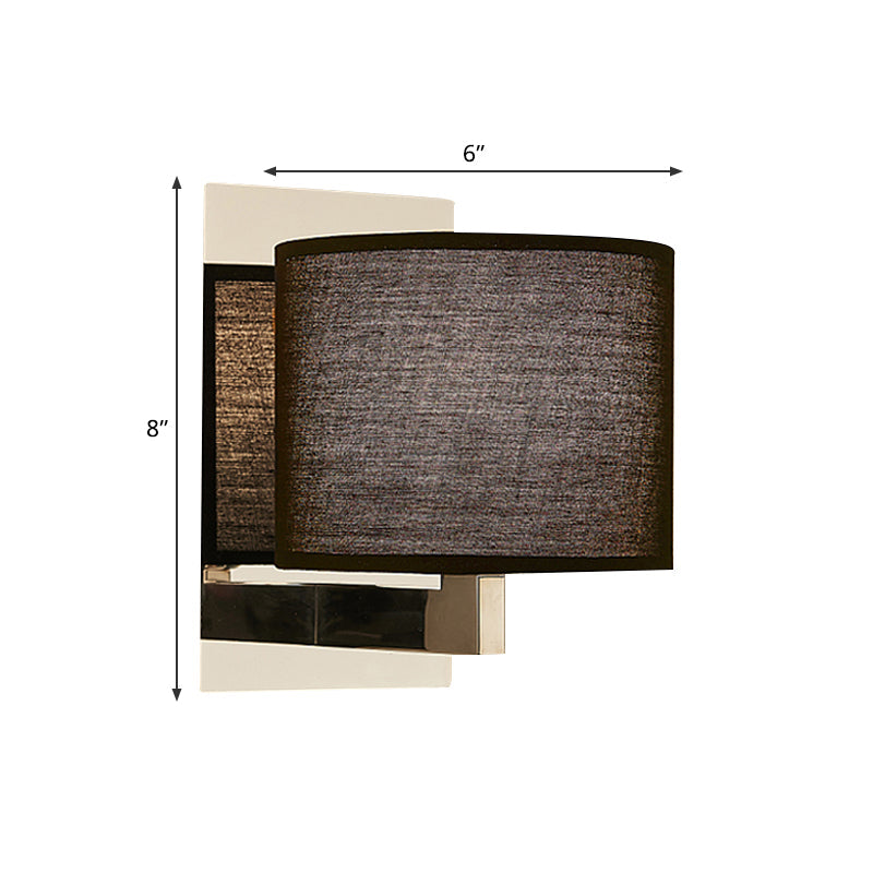 Modern Fabric Led Drum Wall Sconce For Bedside - White/Black
