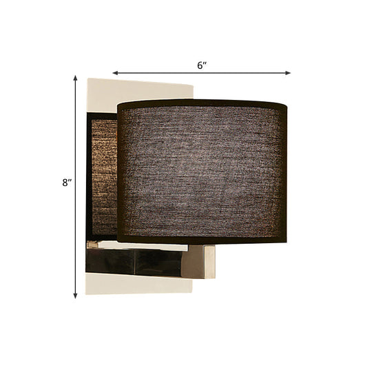 Modern Fabric Led Drum Wall Sconce For Bedside - White/Black