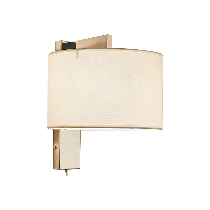 Modern Fabric Led Drum Wall Sconce For Bedside - White/Black
