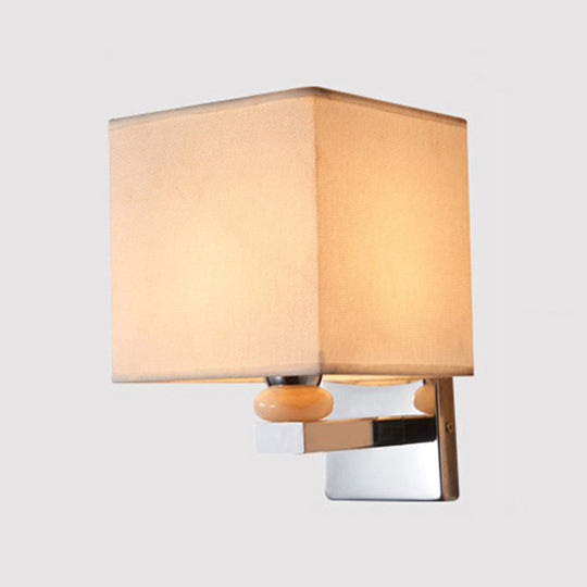 Contemporary Led Cube Wall Sconce Light - White/Black/Beige Fabric