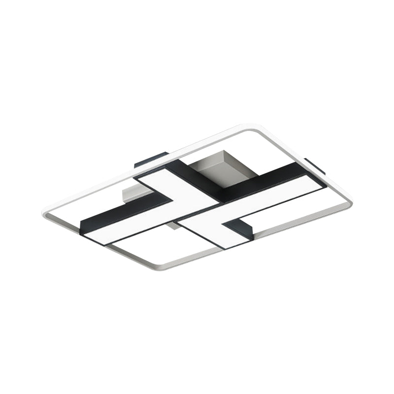 Black L Shaped Led Ceiling Mount Light Fixture For Study Room In Warm/White 19’/24.5’/31.5’ W