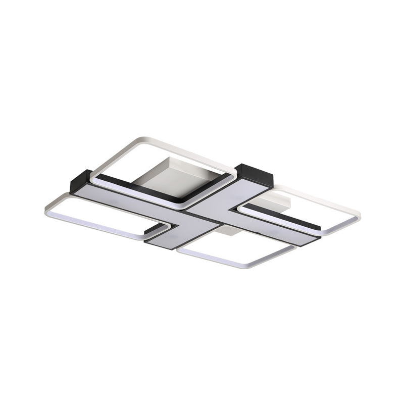Black L Shaped Led Ceiling Mount Light Fixture For Study Room In Warm/White 19’/24.5’/31.5’ W