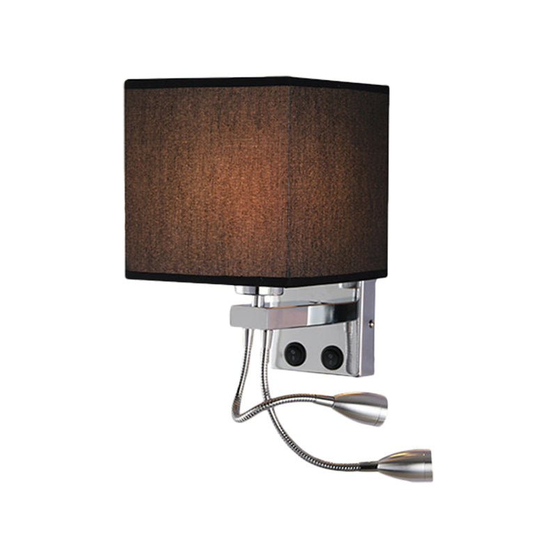 Modern Cube Wall Sconce With Fabric Shade- 1 Light Mount In White/Black/Beige