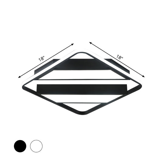 Modern Symmetrical Trapezoid Shade Flush Light Fixture - Black/White Integrated Led Ceiling Mount