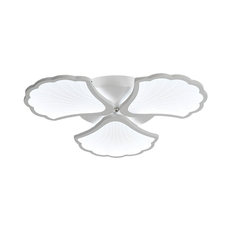 3/5/9 - Light Led Flush Ceiling Light With Ginkgo Leaf Acrylic Shade - White Lighting Fixture In