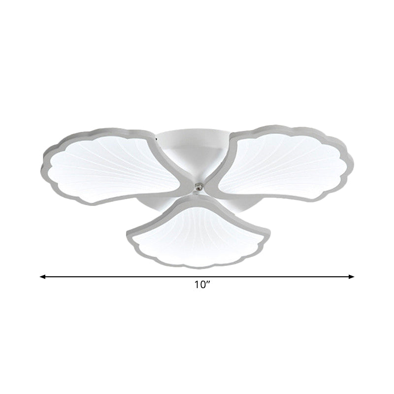 3/5/9 - Light Led Flush Ceiling Light With Ginkgo Leaf Acrylic Shade - White Lighting Fixture In