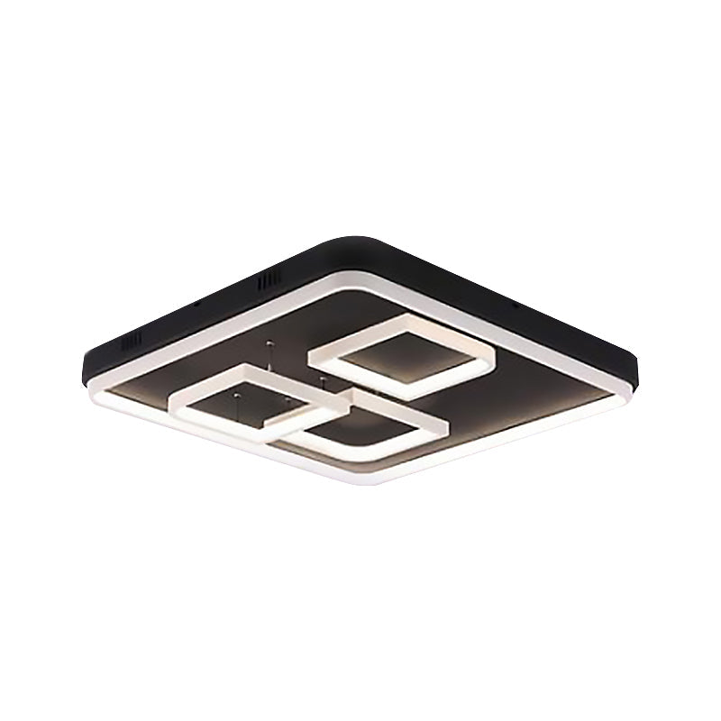 Square Acrylic Led Ceiling Light Fixture - 16.5/20.5/24.5 Wide Modern Semi Mount Warm/White Black