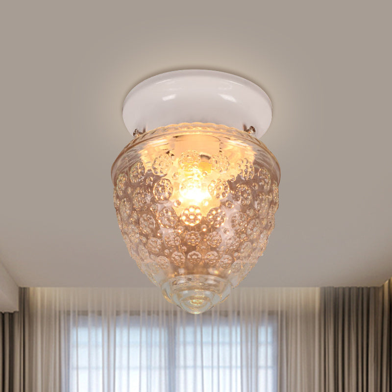 Modern Acorn Shape Flush Mount Clear Glass Light Fixture With 1 White/Black White