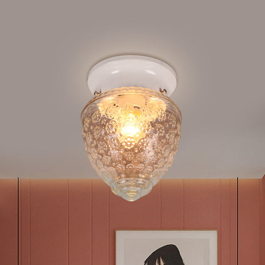 Modern Acorn Shape Flush Mount Clear Glass Light Fixture With 1 White/Black