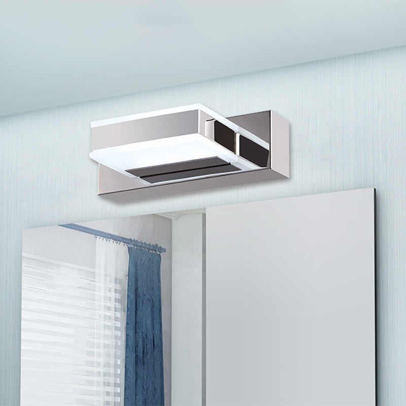 Modern Square Acrylic Vanity Light With Chrome Wall Mount - Available In 1-4 Lights 1 /