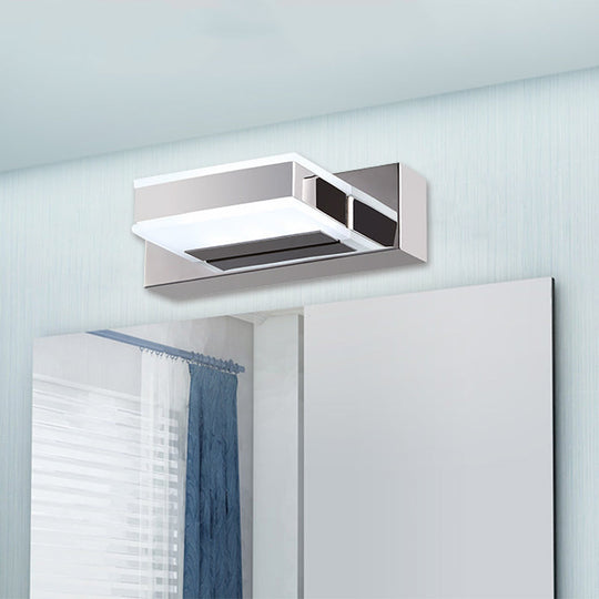 Modern Square Acrylic Vanity Light With Chrome Wall Mount - Available In 1-4 Lights 1 /