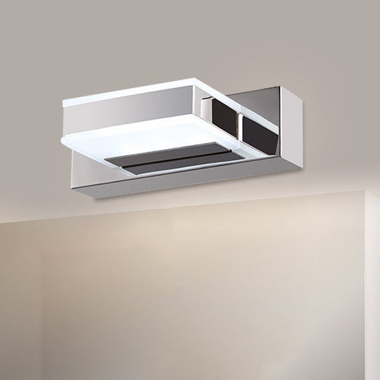 Modern Square Acrylic Vanity Light With Chrome Wall Mount - Available In 1-4 Lights