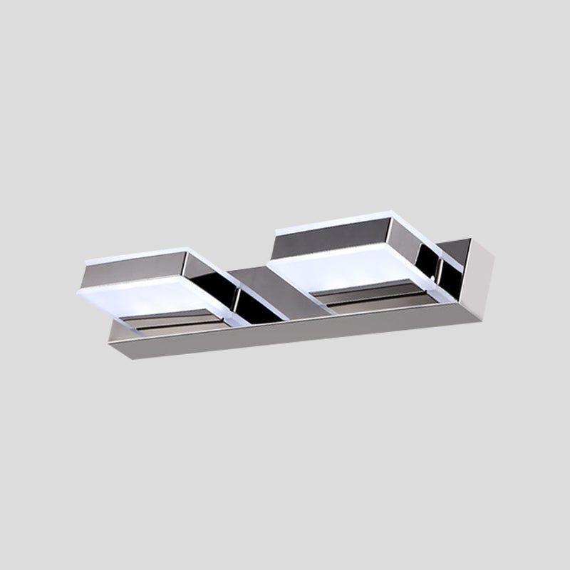 Modern Square Acrylic Vanity Light With Chrome Wall Mount - Available In 1-4 Lights