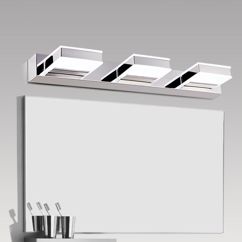 Modern Square Acrylic Vanity Light With Chrome Wall Mount - Available In 1-4 Lights 3 /