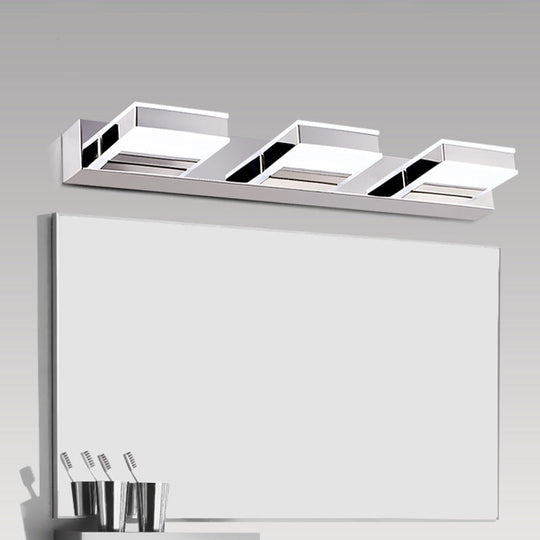 Modern Square Acrylic Vanity Light With Chrome Wall Mount - Available In 1-4 Lights 3 /