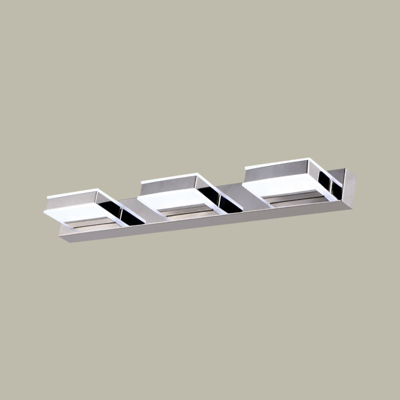 Modern Square Acrylic Vanity Light With Chrome Wall Mount - Available In 1-4 Lights