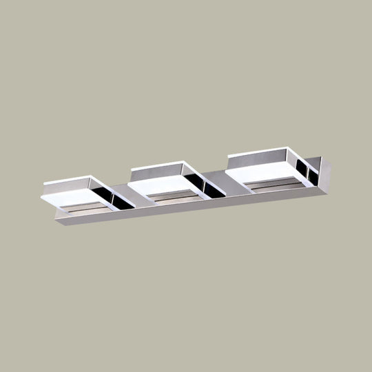 Modern Square Acrylic Vanity Light With Chrome Wall Mount - Available In 1-4 Lights