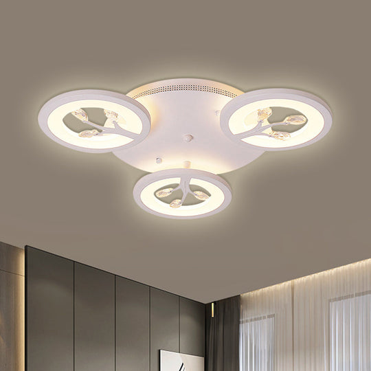 Modern Acrylic Tree Flush Mount Ceiling Light With Led And Crystal Accents - 3/6/9 - Light Fixture