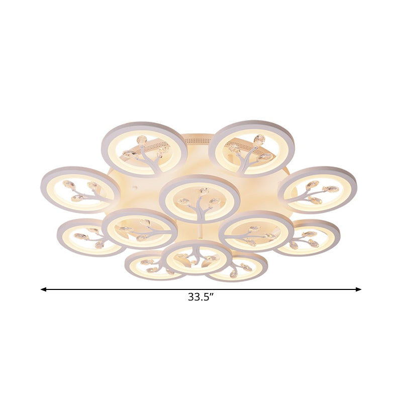Modern Acrylic Tree Flush Mount Ceiling Light With Led And Crystal Accents - 3/6/9 - Light Fixture