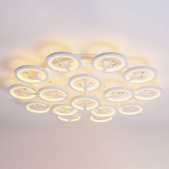 Modern Acrylic Tree Flush Mount Ceiling Light With Led And Crystal Accents - 3/6/9 - Light Fixture