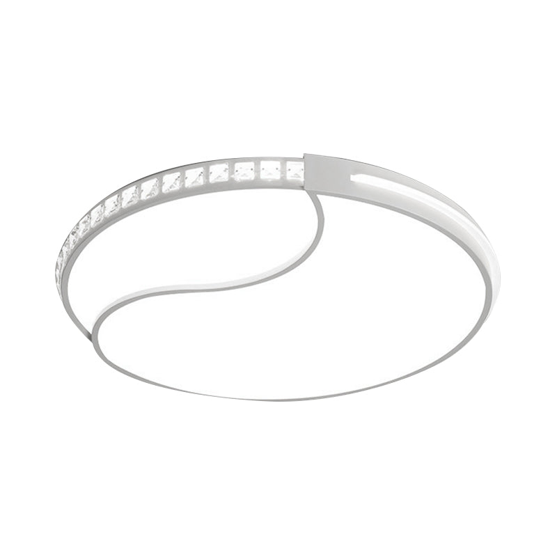 Crystal Circular Flush Mount Led Ceiling Light Fixture - 16.5/20.5/24.5 Wide Contemporary Warm/White