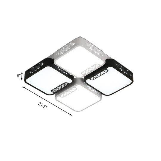 Contemporary Acrylic Flush Pendant Light - Led Black Ceiling Mount For Living Room