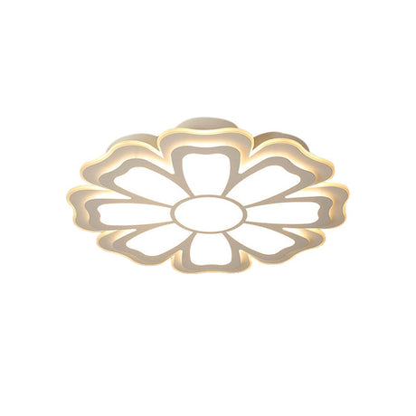 Modern Creative Flower Flush Mount Light With Acrylic Diffuser - Led Bedroom Ceiling In Warm/White