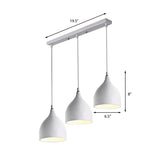Modernist 3-Light Metallic Black/White Ceiling Pendant With Dome Shade