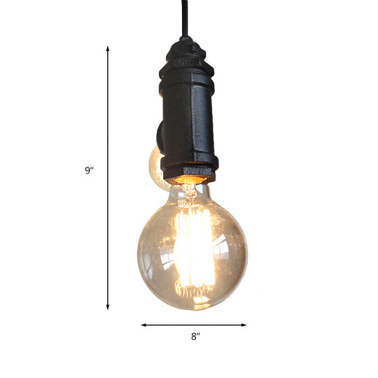 Industrial Black Metal Hanging Chandelier With 2 Exposed Lights - Stylish Living Room Lamp
