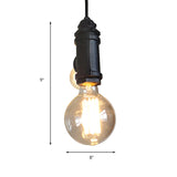 Industrial Black Metal Chandelier Light: Stylish 2-Light Exposed Hanging Lamp For Living Room