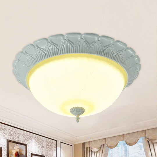 Classic Opaline Glass Led Flush Lamp Ceiling Fixture - White 16’/20.5’ Wide With Warm/White Light