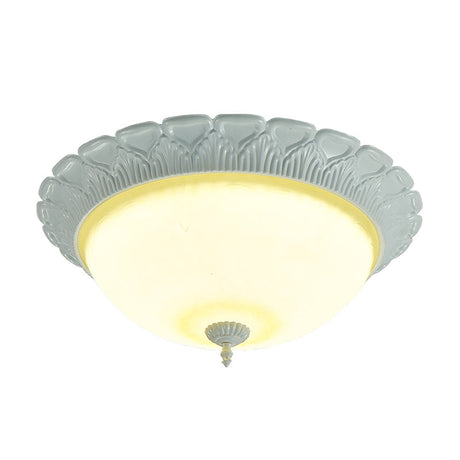Classic Opaline Glass Led Flush Lamp Ceiling Fixture - White 16’/20.5’ Wide With Warm/White Light