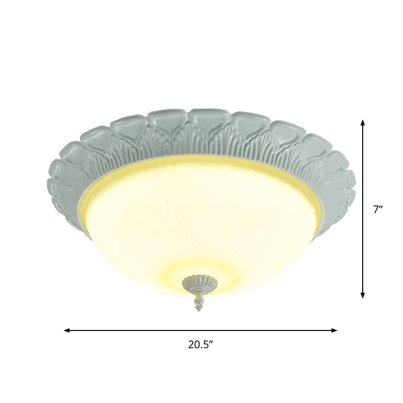 Classic Opaline Glass Led Flush Lamp Ceiling Fixture - White 16’/20.5’ Wide With Warm/White Light
