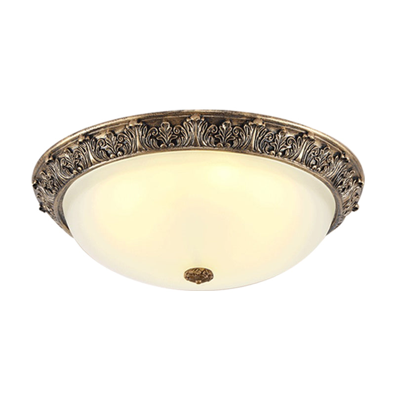 Milky Glass Ceiling Mount With White/Golden Bronze Flush Light And 2 - Bulbs For Countryside Homes