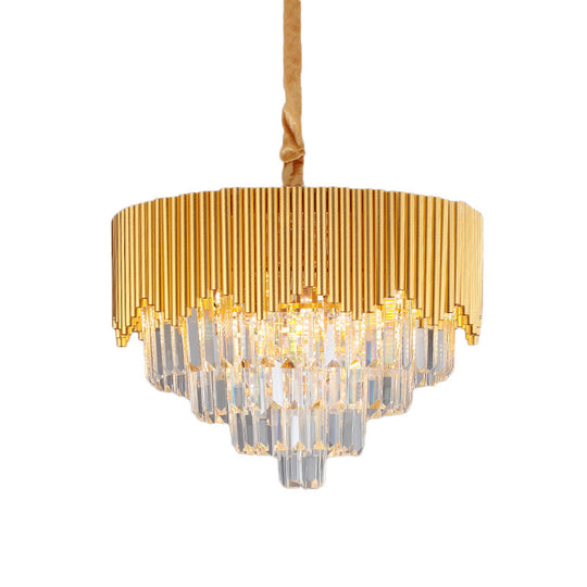 Clear Crystal Prisms Chandelier – Modern Gold Finish 4/6/8 Heads Great Room Pendant