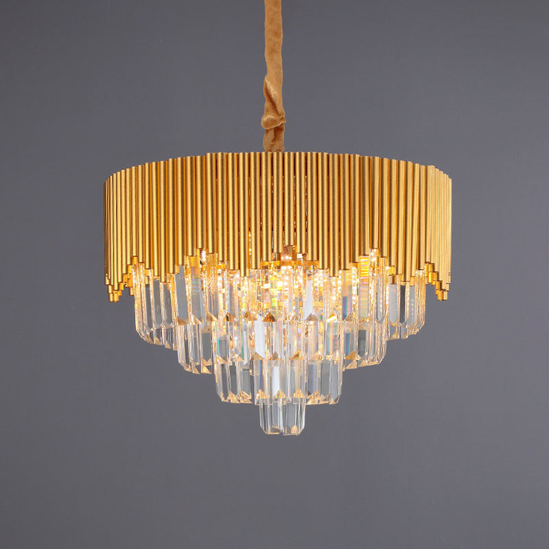 Clear Crystal Prisms Chandelier – Modern Gold Finish 4/6/8 Heads Great Room Pendant