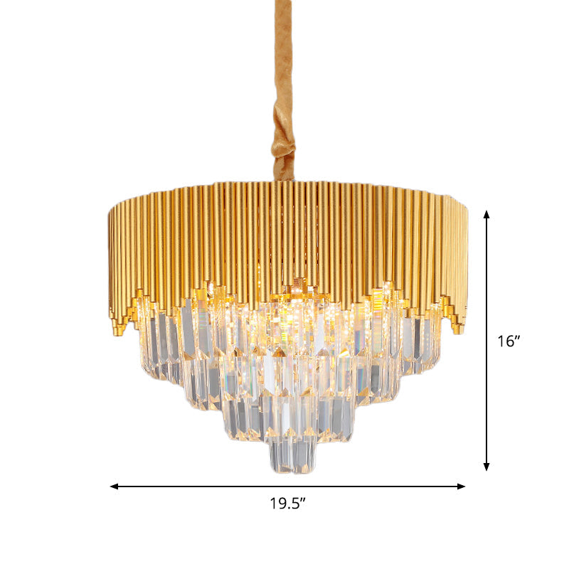Clear Crystal Prisms Chandelier – Modern Gold Finish 4/6/8 Heads Great Room Pendant