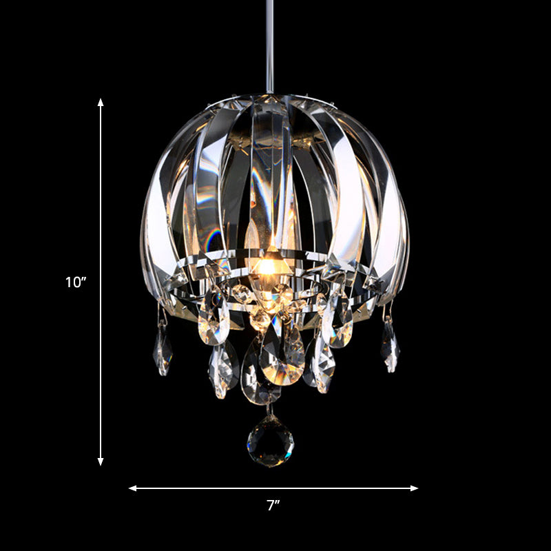 Jellyfish Crystal Petals Mini Pendant - Contemporary Dining Hall Hanging Light