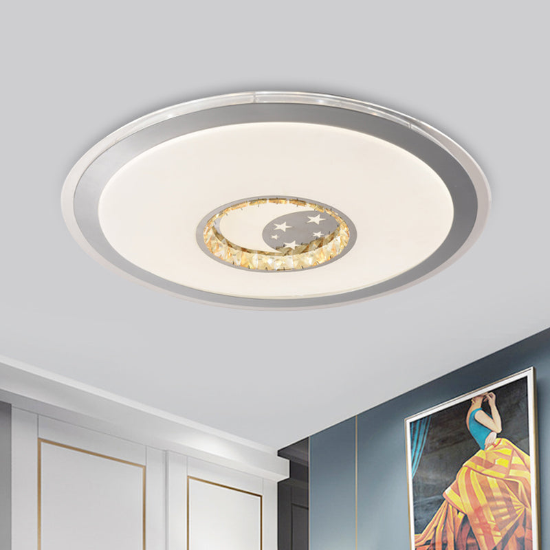 Contemporary White Crystal Led Ceiling Light For Sleeping Room With Stunning Heart/Moon/Star