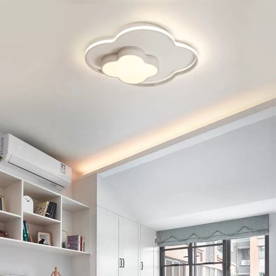 Modern White Flush Mount Nursing Room Cloud Ceiling Light / 18 Natural