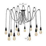 Swag Hanging Lamp - Industrial Style Pendant Light With Metal Bulb Holders In Black Finish