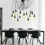 Swag Hanging Lamp - Industrial Style Pendant Light With Metal Bulb Holders In Black Finish 14 /