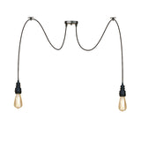 Swag Hanging Lamp - Industrial Style Pendant Light With Metal Bulb Holders In Black Finish