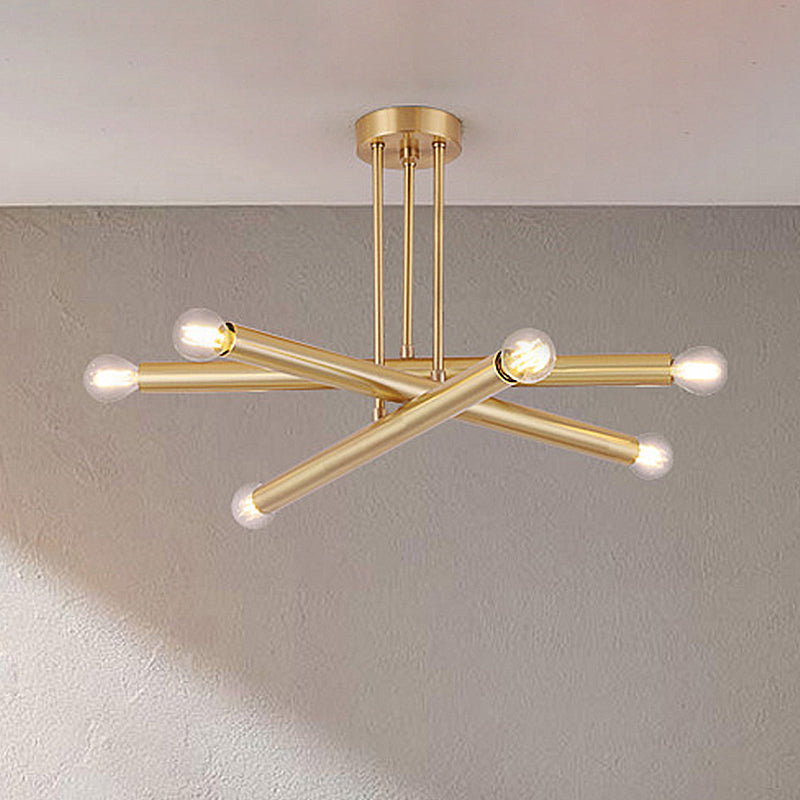 Modernist Gold Metal Bedroom Pendant Chandelier with Multiple Lights Ceiling Hung Light Fixture Gold