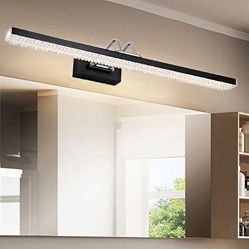 Modern Metal Vanity Wall Sconce With Led Lights - Curved Arm 3 Gears 16.5/28/22.5 Wide In