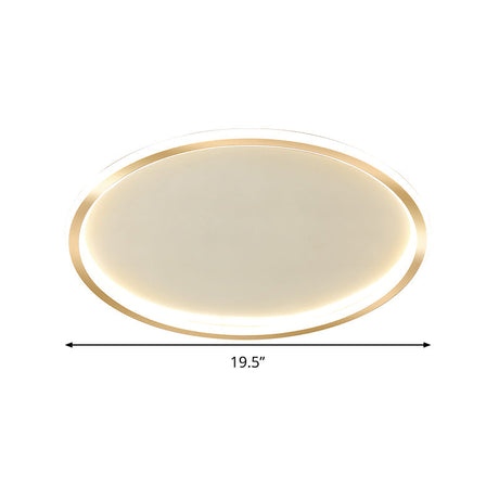 Gold Led Flush Mount Ceiling Lamp With Stepless Dimming Remote Control And Warm/White Light