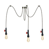 Industrial Style Black Pendant Lamp With Pipe Design And Valve For Kitchen